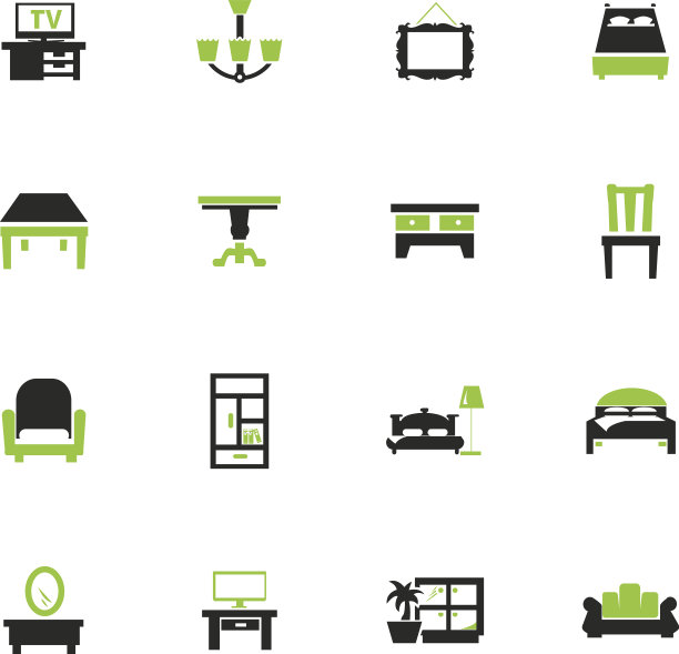 家具矢量图标集图片下载