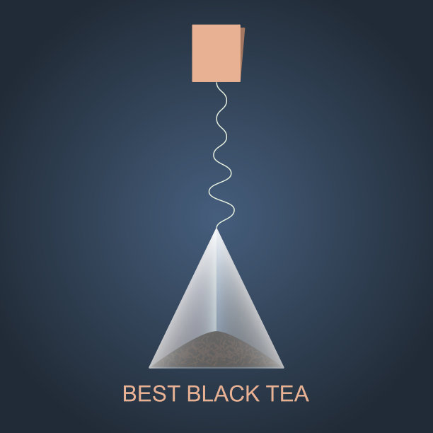 隔离金字塔红茶与标签。矢量插图。图片下载