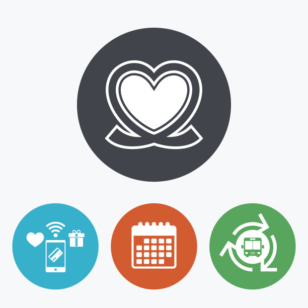 心形丝带标志图标。爱的象征。图片下载