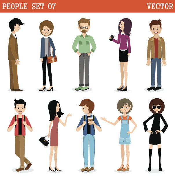 一群现代人，男人和女人图片下载