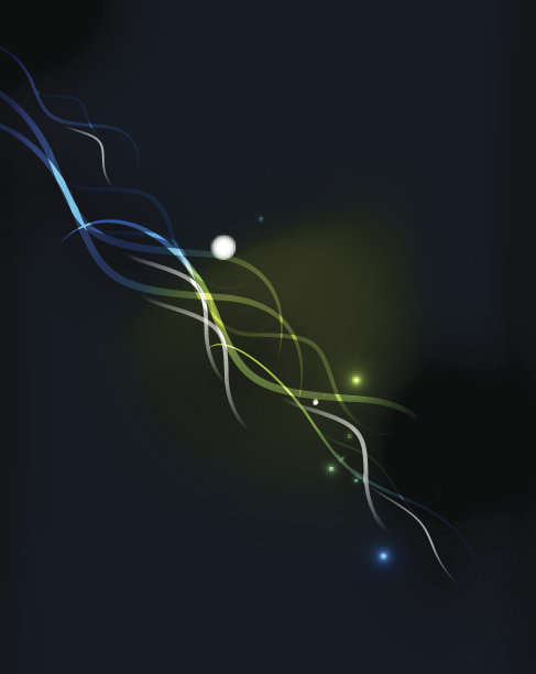 在黑暗的空间中发光的流动的波浪和星星图片下载