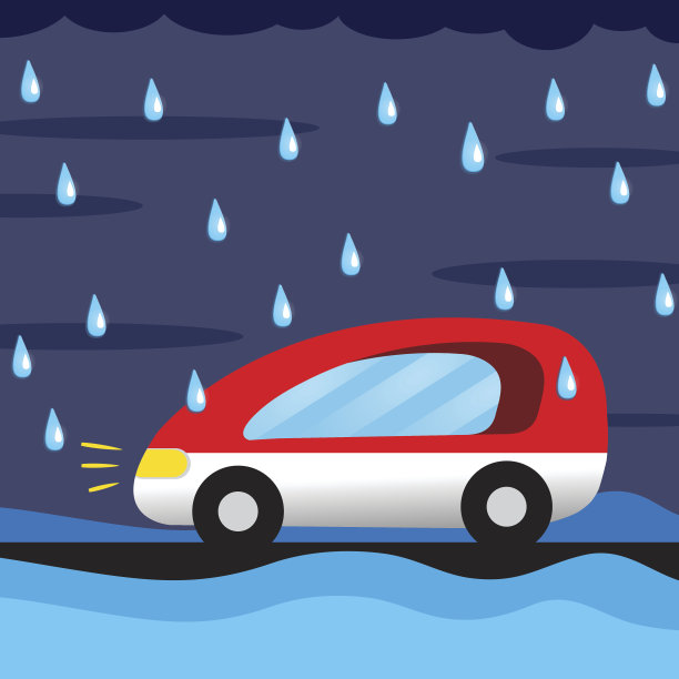 雨中的卡通车图片下载