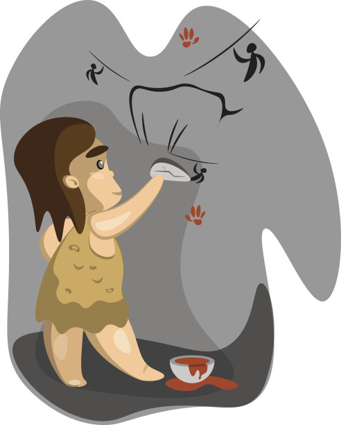 穴居人在石头上写字图片下载