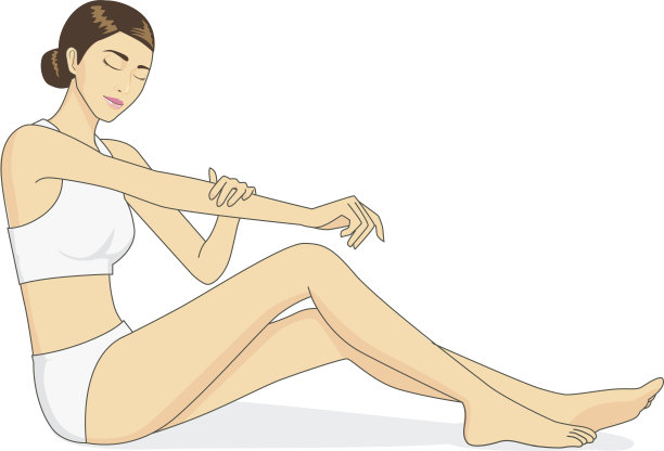 在手臂上涂抹保湿霜图片下载