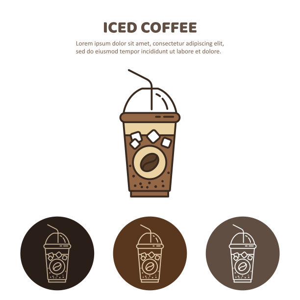 冰饮矢量图标。线性餐厅、商店的象形图。图片下载