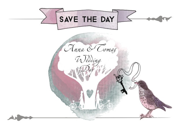 婚礼的邀请。水彩向量背景图片下载