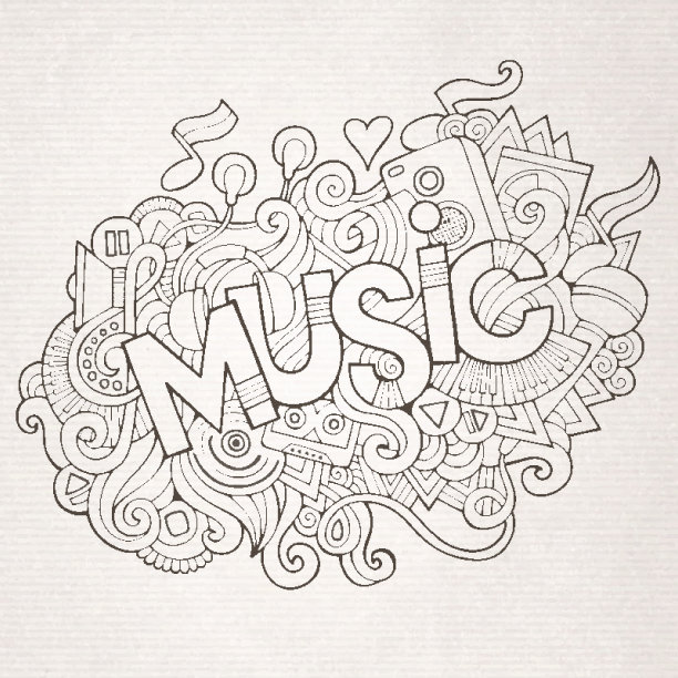 音乐、手写字母和涂鸦元素图片下载