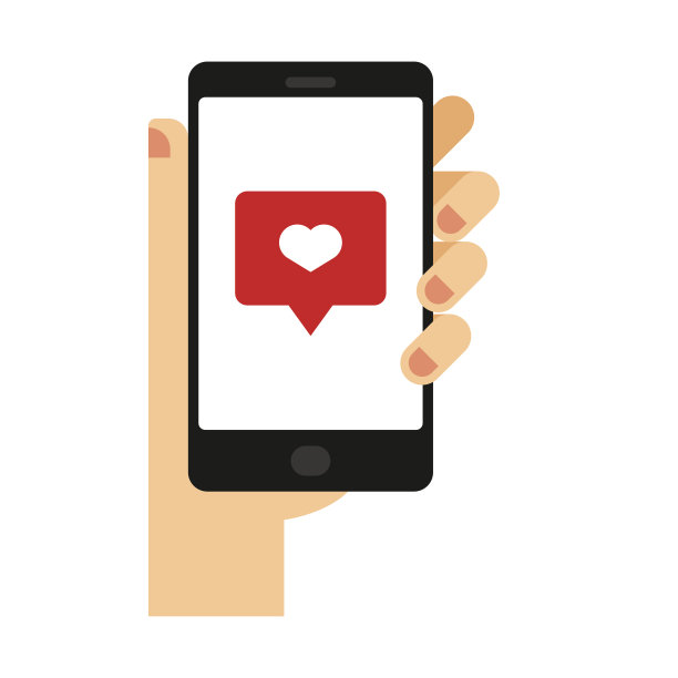 手与电话矢量插图在平面风格图片下载