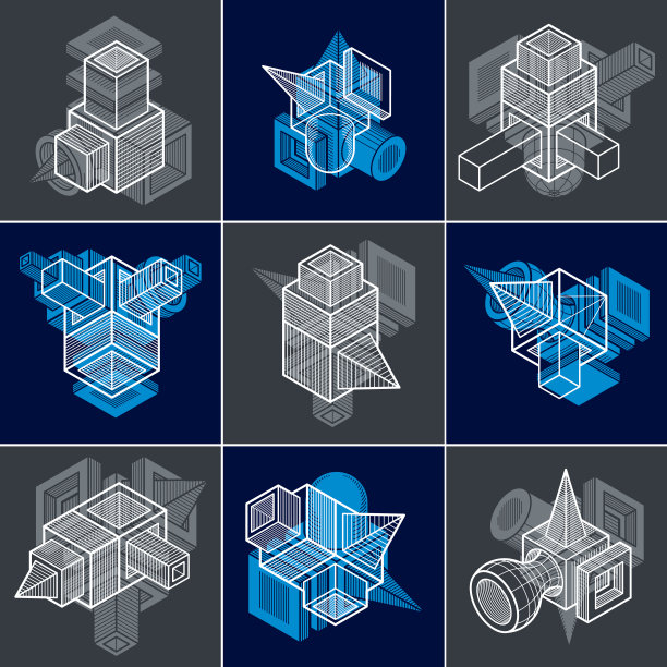 抽象构造等距设计集合、向量集合。图片下载