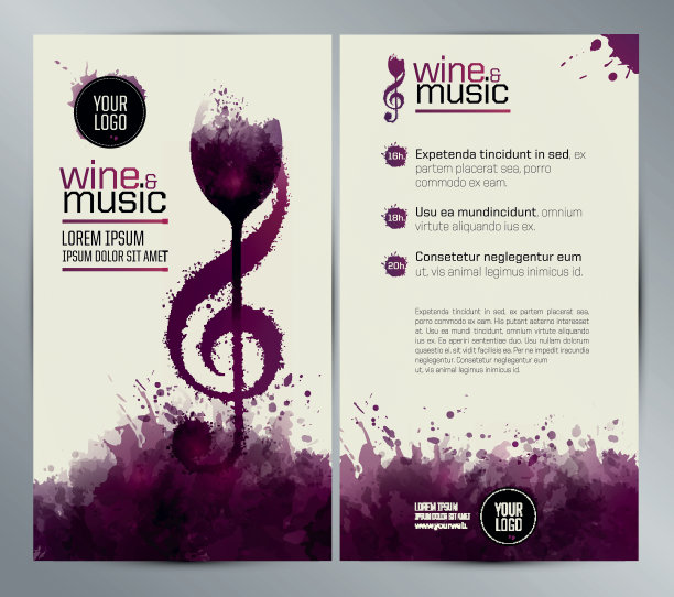概念酒和音乐。颜色和酒渍。图片下载