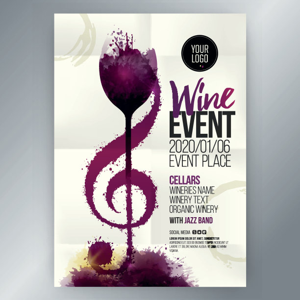 概念酒和音乐。颜色和酒渍。图片下载