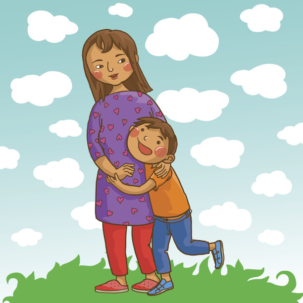 母亲和儿子。印度的家庭。孤立的对象。图片下载