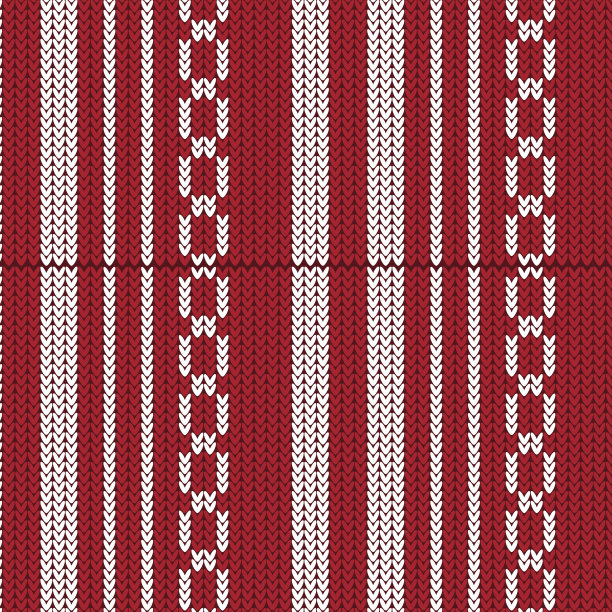 红色和白色垂直条纹编织形状针织图案背景图片下载