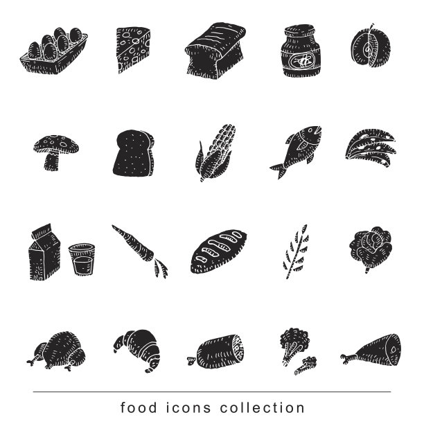 黑色食品图标集（矢量图）图片下载