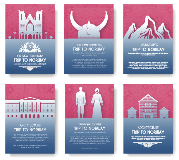 挪威国家传统，海报，抽象，奥斯曼的图案，元素。图片下载