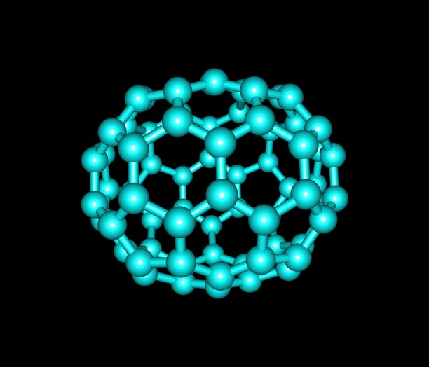 富勒烯分子插图孤立在黑色上图片下载