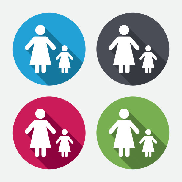 单亲家庭和一个孩子的标志图标。图片下载