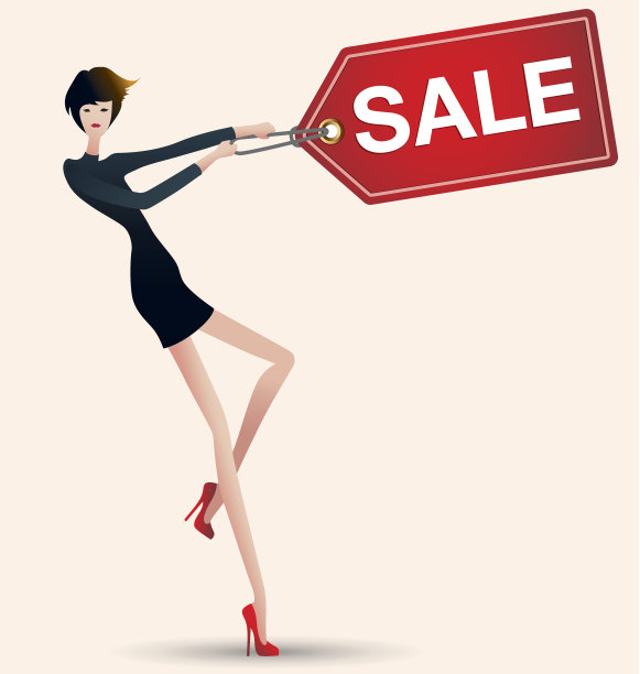 销售和女人购物，矢量，时尚，价格标签图片下载