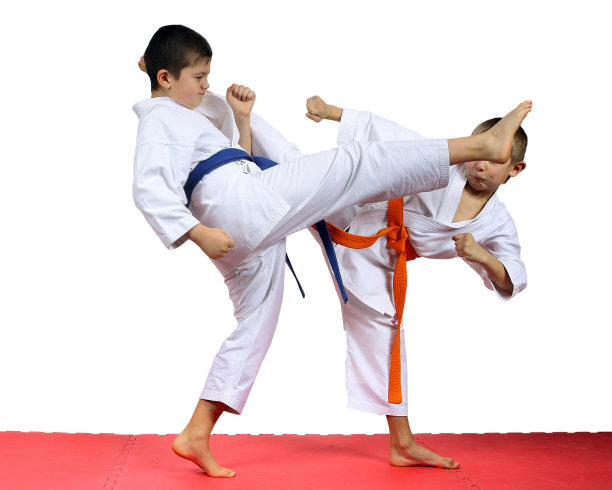 男孩子们正在训练踢腿图片下载