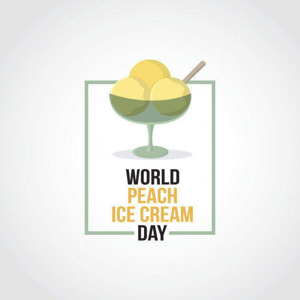 世界桃子冰淇淋日矢量插图图片下载