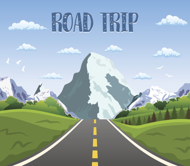 高速公路上行驶着美丽的风景。素材图片