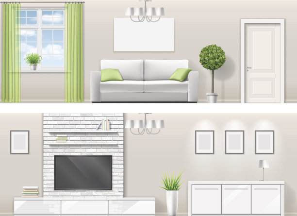 室内明亮的客厅和家具素材图片