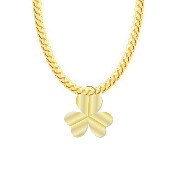 金链子珠宝三叶三叶草。矢量图图片下载