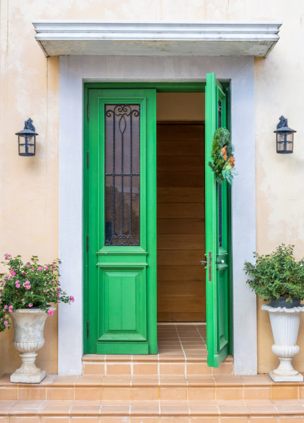 绿色门欧式风格图片下载
