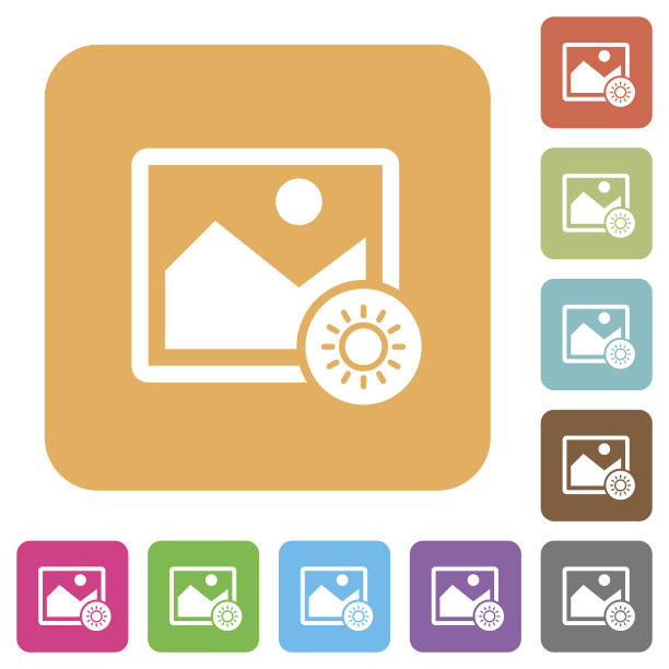 调整图像亮度圆角正方形平面图标图片下载