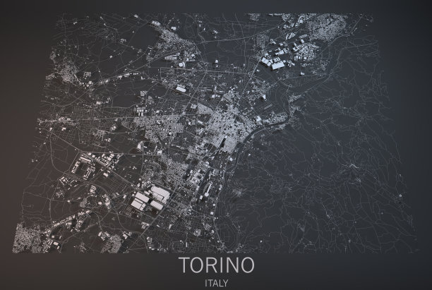 都灵地图，都灵，卫星视图，城市，意大利图片下载