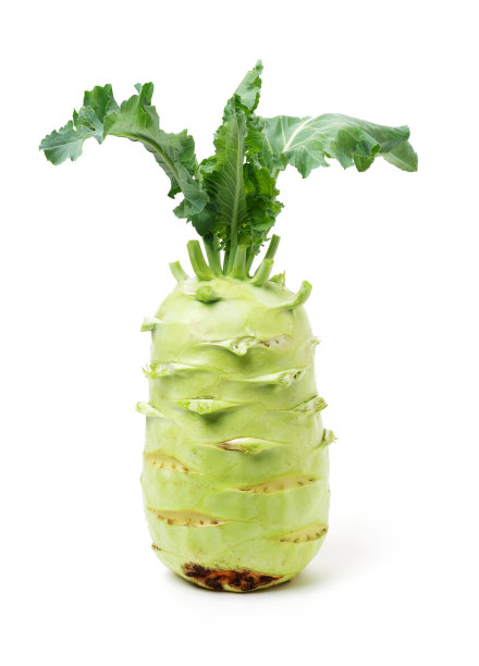 白色背景上带有绿叶的新鲜大头菜图片下载