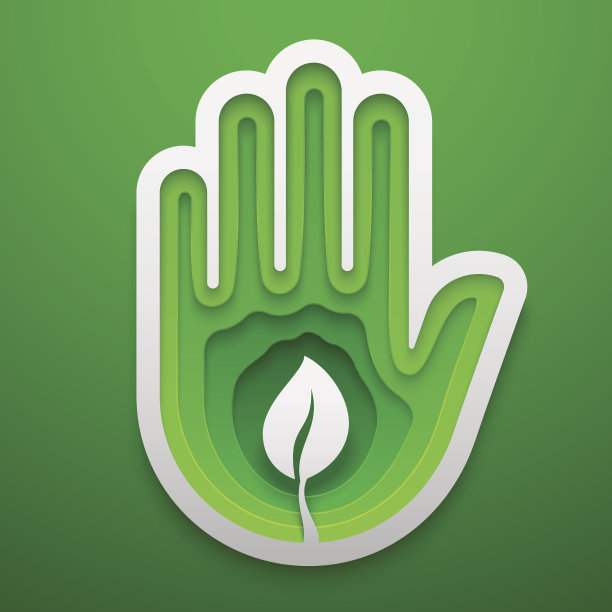 发芽成手状。地球日装饰用纸艺术。生态学概念的矢量图解。概念设计。图片下载