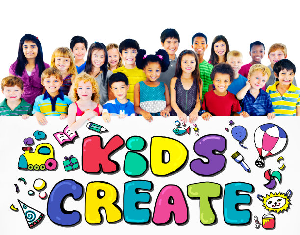 孩子创造创意设计理念丰富多彩的概念图片下载