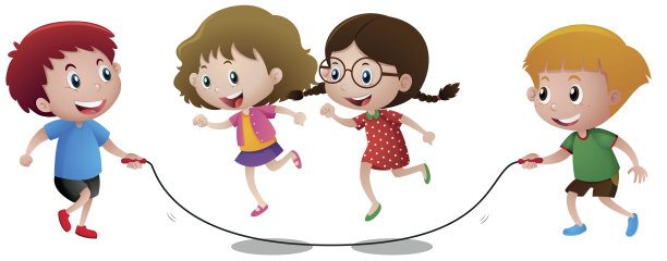 四个孩子在玩跳绳图片下载