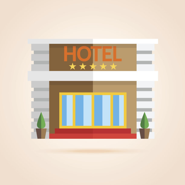酒店前面的简单图标。图片下载