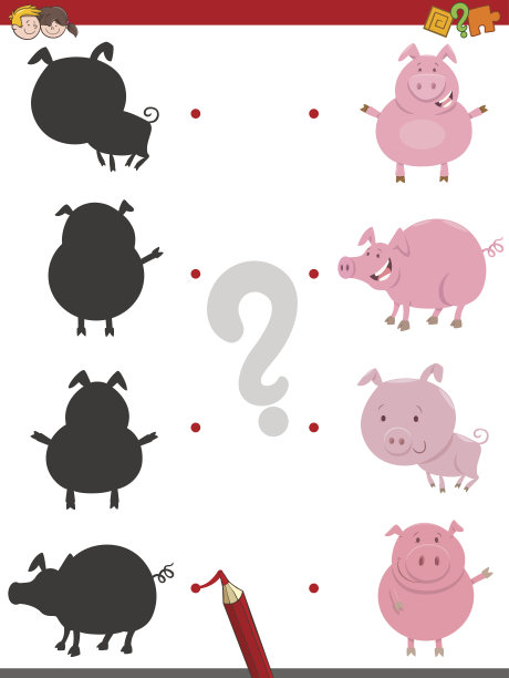 影子活动与猪动物图片下载