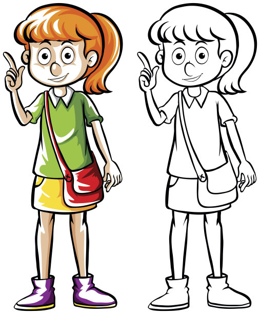 提包女孩的涂鸦图片下载