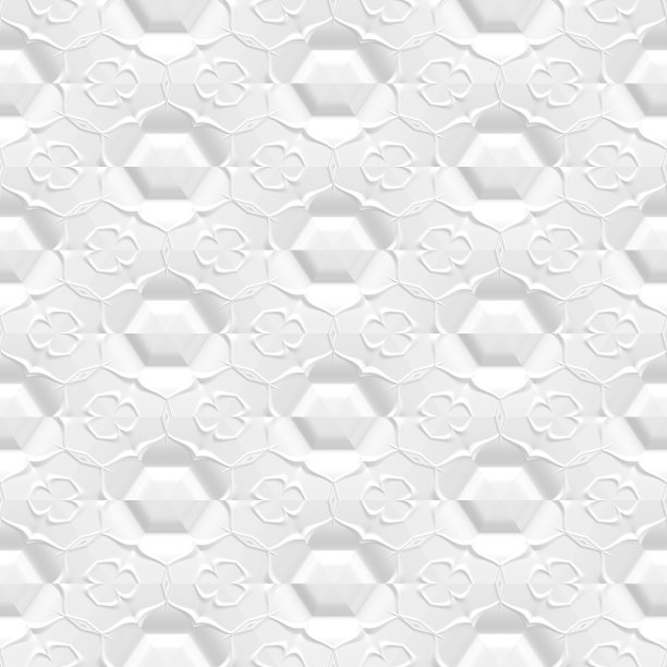 浮雕白纸与花卉图案，3d无缝背景图片下载