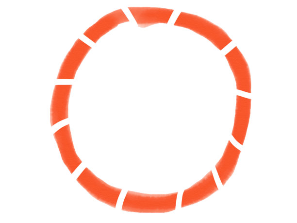 软色复古蜡笔抽象圆形水彩框架孤立与彩色(色调橙色)，插图，复制空间图片下载