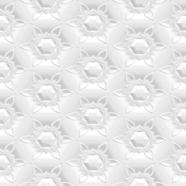 浮雕白纸与花卉图案，3d无缝背景图片下载