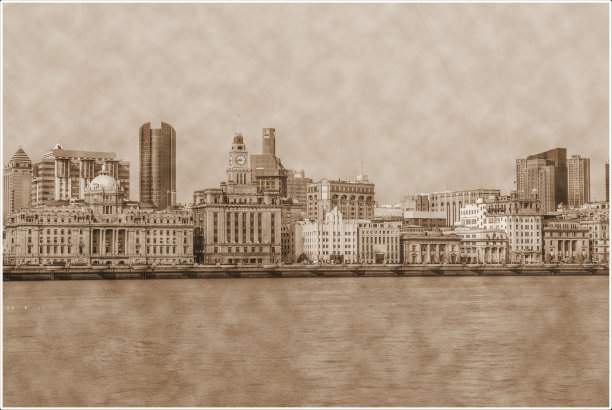 怀旧的照片，上海，外滩图片下载