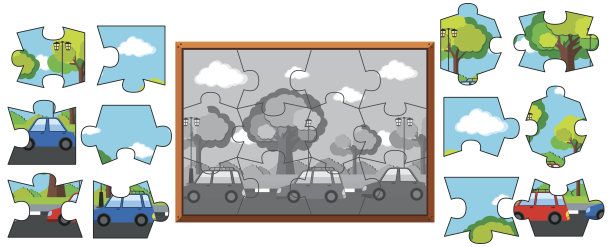 公路上的汽车拼图游戏图片下载