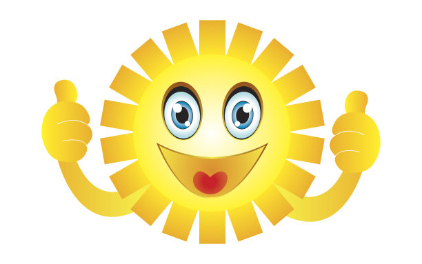 微笑的太阳竖起大拇指图片下载