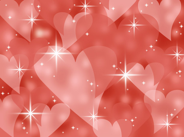 红色抽象虚心情人节的背景插图与星星闪烁图片下载