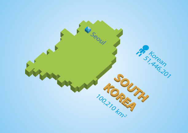 等距韩国地图图片下载