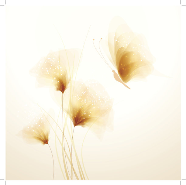 色彩柔和的蝴蝶和娇嫩的花朵图片下载