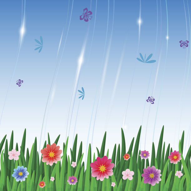 重复图案瓷砖与花和昆虫图片下载