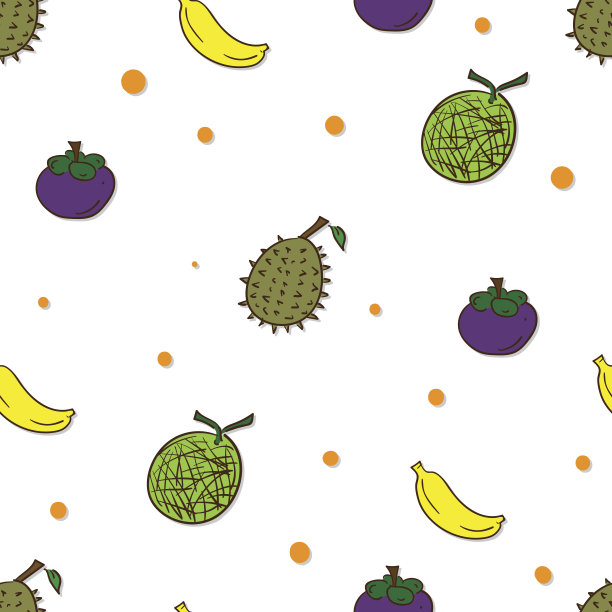 图案水果香蕉瓜榴莲山竹图片下载