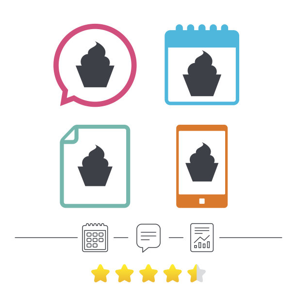 松饼的信号图标。蛋糕的象征。图片下载