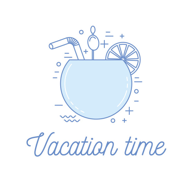 鸡尾酒线艺术插图与椰子图片下载